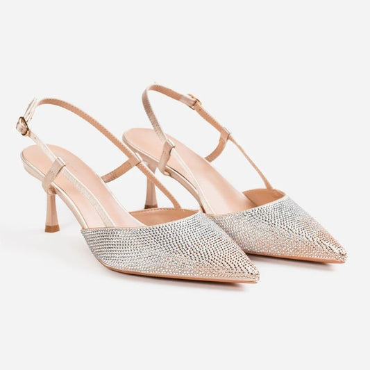 Tacones Bajos Lino Doré